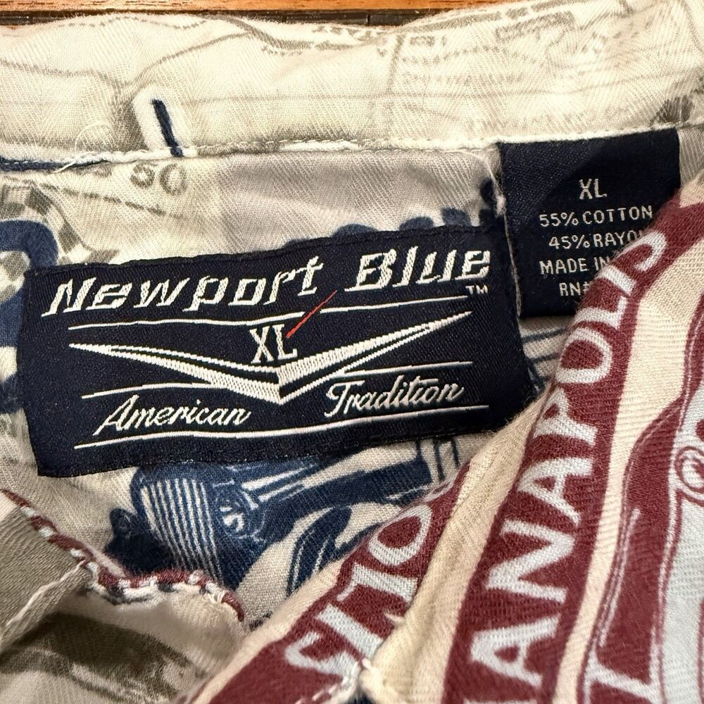 NEWPORT BLUE Men Size XL GM Racing Button Up Casual Shirt American Tradition GUC - Picture 10 of 10